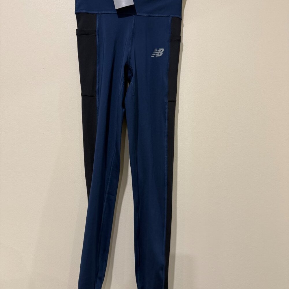 New Balance High Rise Pocket Leggings - Navy Blue & Black - Size S
